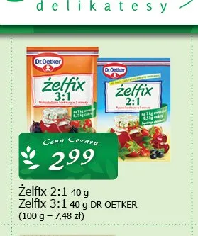 Żelfix 2:1 Dr. Oetker promocja w CEZAR Delikatesy