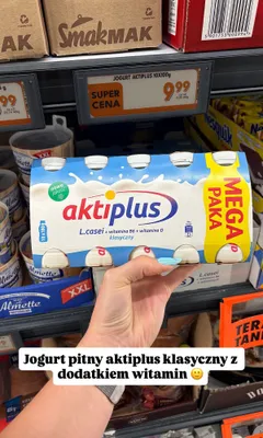 Jogurt pitny Aktiplus klasyczny promocja w Biedronka