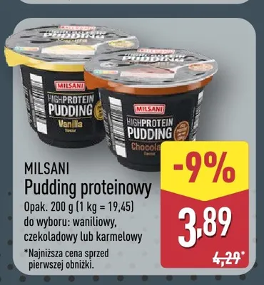 Pudding proteinowy Milsani waniliowy promocja w Aldi