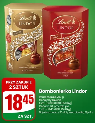 Bombonierka Lindt Lindor Milk promocja w Dino