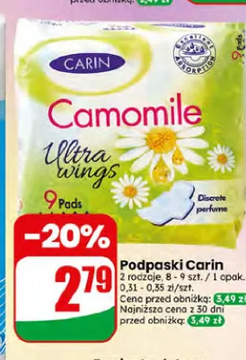 Podpaski Carin Camomile Ultra wings promocja w Dino