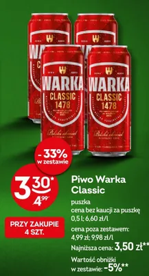 Piwo Warka Classic promocja w Żabka