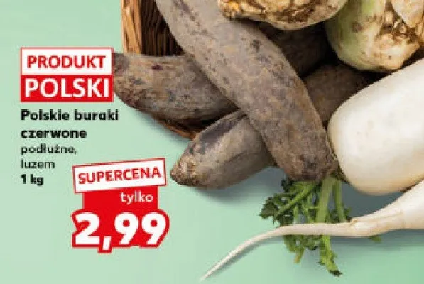 Polskie buraki czerwone podłużne, luzem promocja w Kaufland