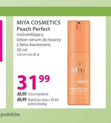Peach Perfect rozświetlający lotion-serum do twarzy z beta-karotenem Miya Cosmetics promocja w Hebe