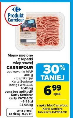 Mięso mielone z łopatki wieprzowej Carrefour promocja w Carrefour