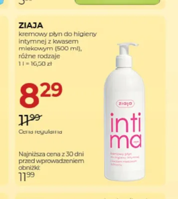 Kremowy płyn do higieny intymnej Ziaja z kwasem mlekowym promocja w Drogerie Jawa