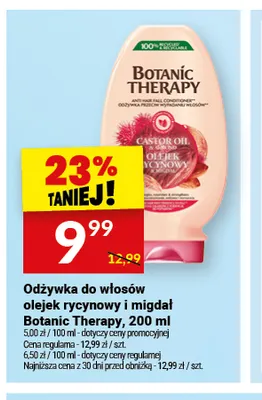 Odżywka do włosów olejek rycynowy i migdał Botanic Therapy promocja w Twój Market
