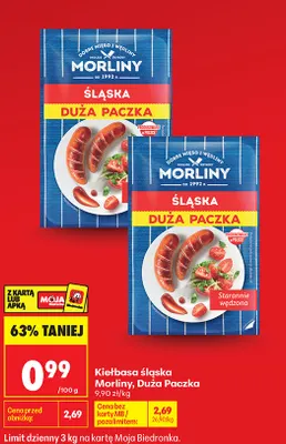 Kiełbasa śląska Morliny Duża Paczka promocja w Biedronka