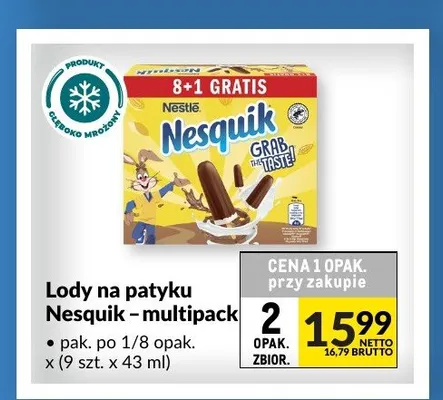 Lody na patyku Nesquik 9-pak promocja w Makro
