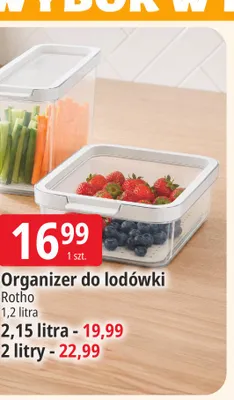 Organizer do lodówki Rotho 1,2 l promocja w Leclerc