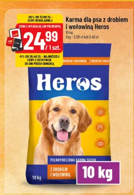 Karma dla psa z drobiem i wołowiną Heros promocja w POLOmarket