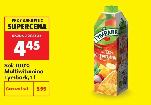 Sok 100% Multiwitamina Tymbark promocja w Biedronka