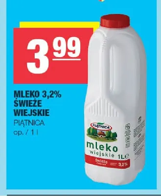 Mleko świeże wiejskie Piątnica 3,2% promocja w SPAR