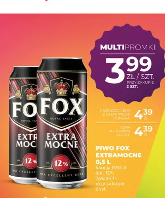 Piwo Fox Extra Mocne promocja w Duży Ben