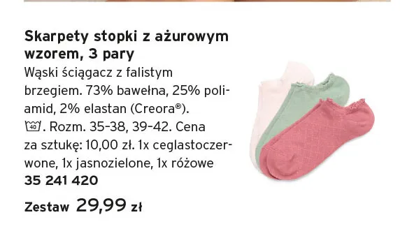 Skarpety stopki z ażurowym wzorem 3-pak promocja w Tchibo