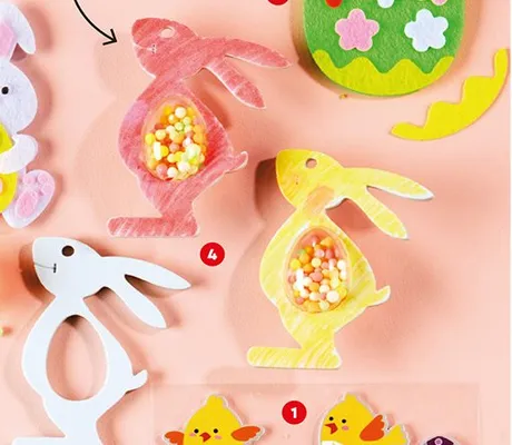 Zestaw kreatywny zajączki do ozdabiania z flamastrami i koralikami, różne wzory i kolory promocja w Biedronka