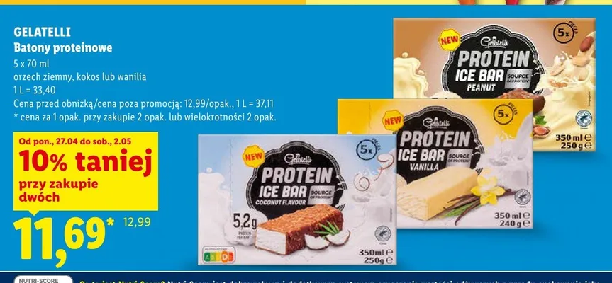 Batony proteinowe orzech ziemny Gelatelli Protein Ice Bar Peanut promocja w Lidl