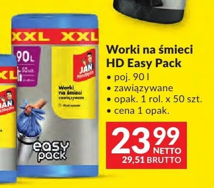 Worki na śmieci HD Easy Pack Jan Niezbędny poj. 90l zawiązywane promocja w Makro