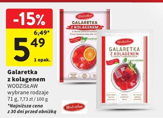 Galaretka z kolagenem Wodzisław wybrane rodzaje promocja w Intermarche