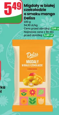 Migdały w białej czekoladzie o smaku mango promocja w Dino