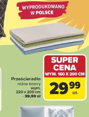Prześcieradło wym. 160x200cm promocja w Carrefour