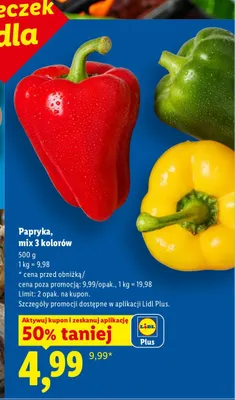 Papryka mix 3 kolorów promocja w Lidl