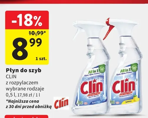 Płyn do szyb z rozpylaczem Clin Anti-Fog promocja w Intermarche