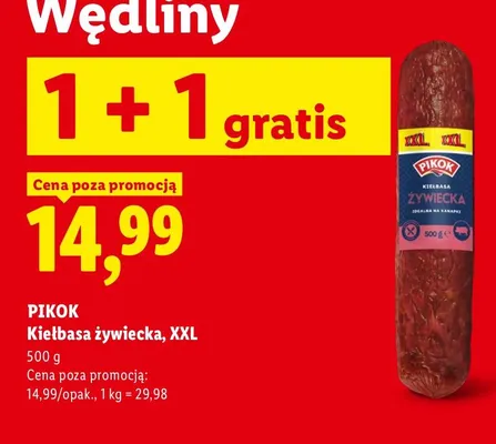Kiełbasa żywiecka Pikok XXL promocja w Lidl