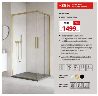 Kabina prysznicowa Maletto Senti promocja w Komfort