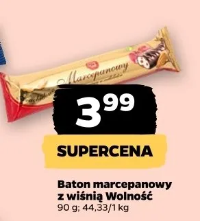 Baton marcepanowy z wiśnią Wolność promocja w Netto