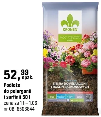 Podłoże do pelargonii i surfinii 50l promocja w OBI