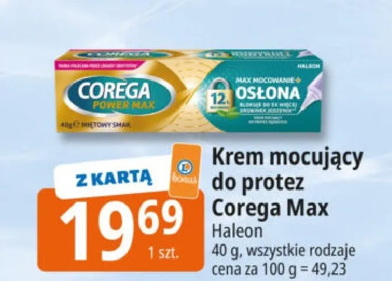 Krem mocujący do protez Corega Max promocja w Leclerc