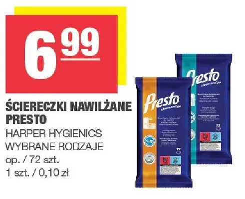 Ściereczki nawilżane presto promocja w SPAR