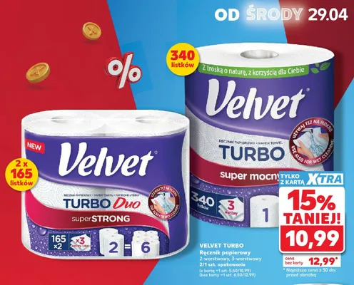 Ręcznik papierowy Velvet Turbo 3-warstwowy promocja w Kaufland