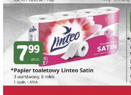 Papier toaletowy 3-warstwowy Linteo Satin 8-pak promocja w Marketvita