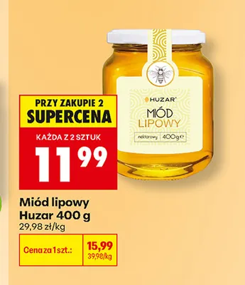 Miód lipowy Huzar promocja w Biedronka