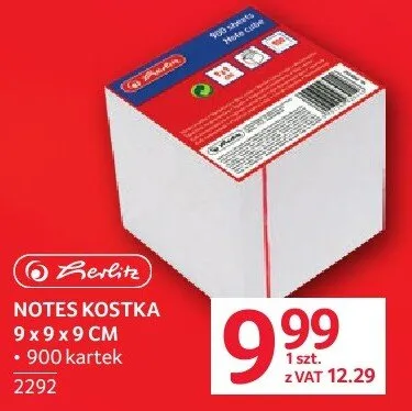 Notes kostka 9 x 9 x 9 cm promocja w Selgros