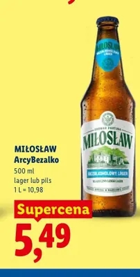Piwo bezalkoholowe Miłosław ArcyBezalko pils promocja w Lidl