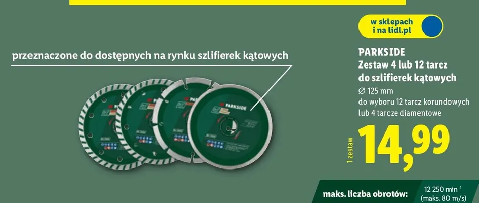 Zestaw 4 lub 12 tarcz do szlifierek kątowych promocja w Lidl