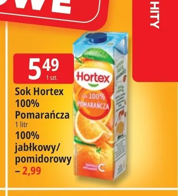 Sok Hortex pomidorowy 100% promocja w Leclerc