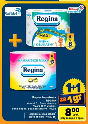Papier toaletowy Najdłuższe Rolki Regina promocja w Carrefour
