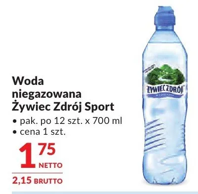 Woda niegazowana Żywiec Zdrój Sport promocja w Makro