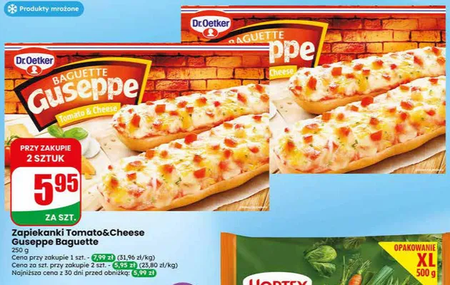 Zapiekanki Tomato&Cheese Guseppe Baguette Dr.Oetker promocja w Dino
