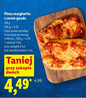 Pizza pinsa margherita z serem gouda promocja w Lidl
