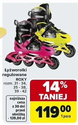 Łyżworolki regulowane Roxy promocja w Carrefour
