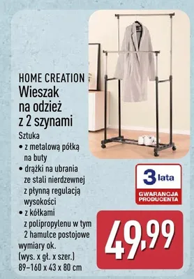 Wieszak na odzież z 2 szynami promocja w Aldi