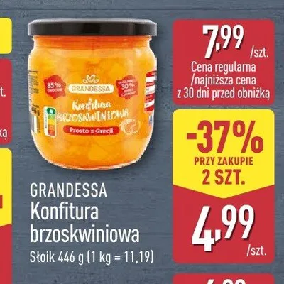 Konfitura brzoskwiniowa Grandessa promocja w Aldi