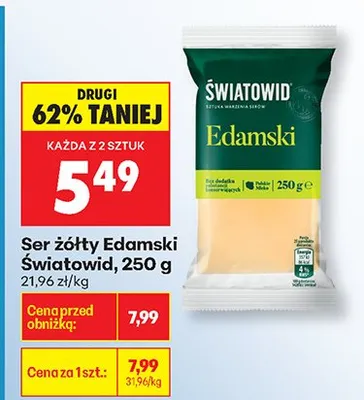 Ser żółty Edamski Światowid promocja w Biedronka