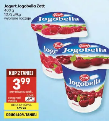 Jogurt Jogobella Zott wybrane rodzaje promocja w Delikatesy Centrum