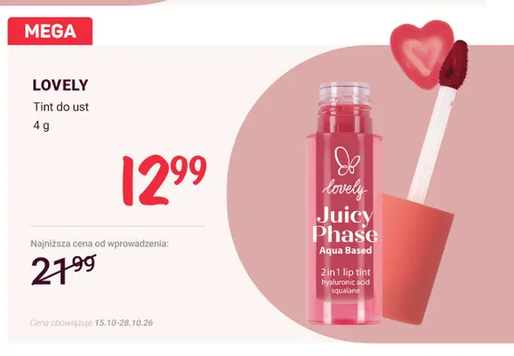 Tint do ust Lovely promocja w Rossmann